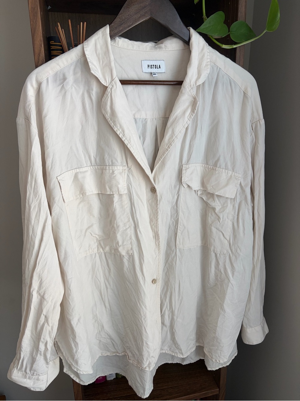 Pistola Neutral Cream Button Front Top